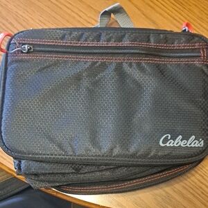 Cabela's Nylon Sturdy Black Tackle Bag With Many Removable Pouches.